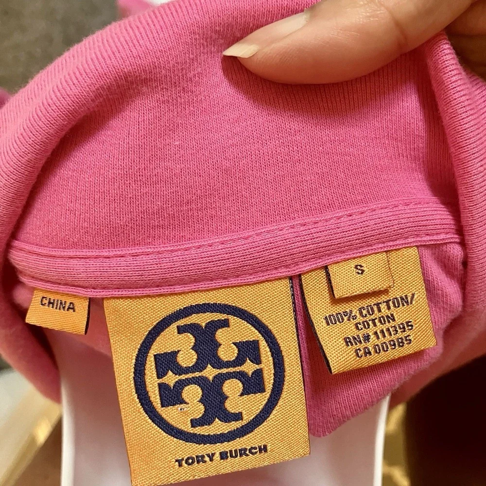 TORY BURCH Hot Pink Polo Shirt Top‎ Gold Buttons Size Small Women's